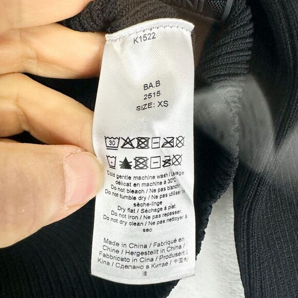 Ganni Melange Knit Cardigan Size XS Black Ribbed Minimalist Classic - Picture 7 of 8